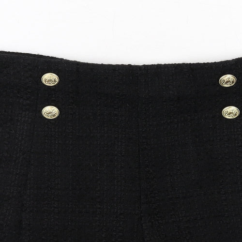 Zara Womens Black Acrylic Sailor Shorts Size S Regular Zip