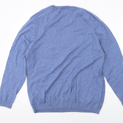 NEXT Mens Blue Crew Neck Cotton Pullover Jumper Size 2XL Long Sleeve
