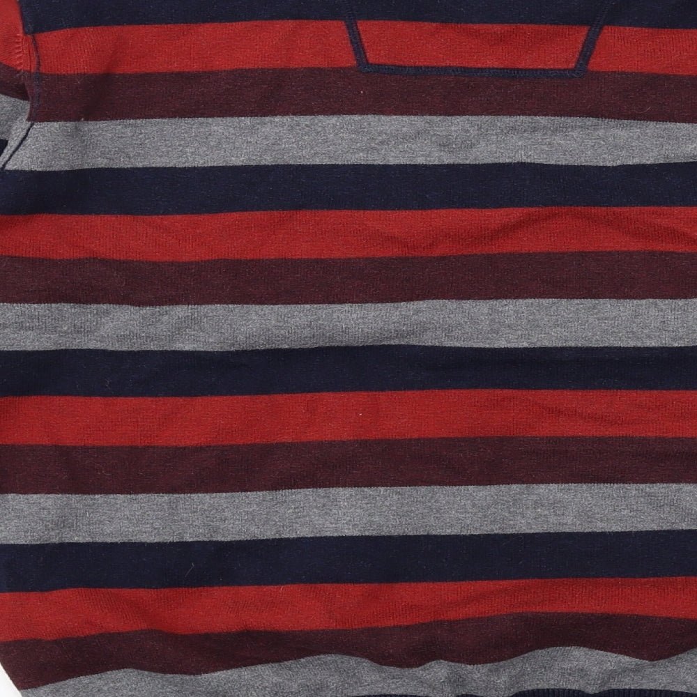 RJR.John Rocha Mens Multicoloured V-Neck Striped Cotton Pullover Jumper Size M Long Sleeve