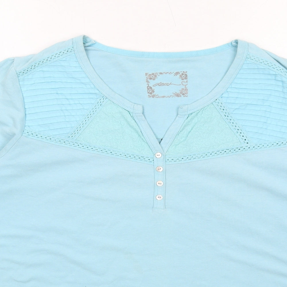 DASH Womens Blue Cotton Basic T-Shirt Size 22 V-Neck