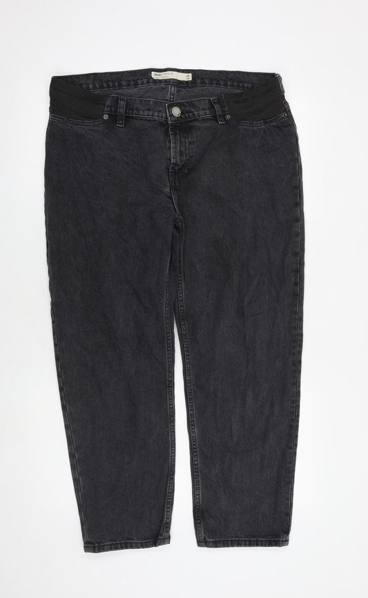 ASOS Womens Grey Cotton Mom Jeans Size 14 Regular Zip
