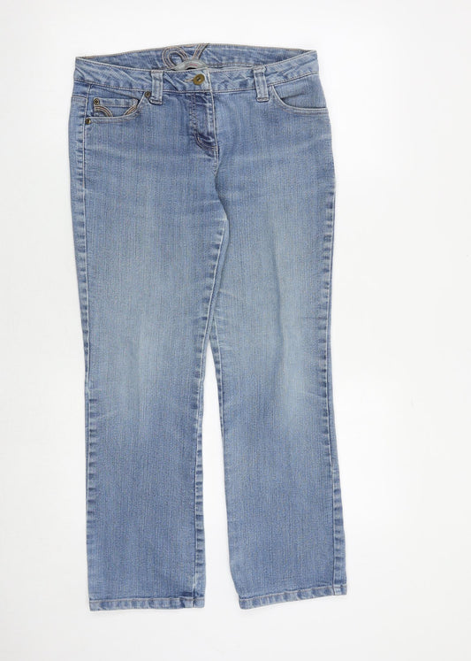 Dorothy Perkins Womens Blue Cotton Straight Jeans Size 12 Regular Zip