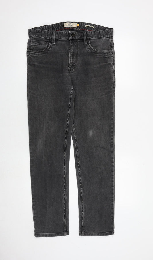 NEXT Mens Grey Cotton Straight Jeans Size 32 in Regular Zip
