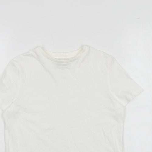 Marks and Spencer Boys White Cotton Basic T-Shirt Size 5-6 Years Round Neck Pullover