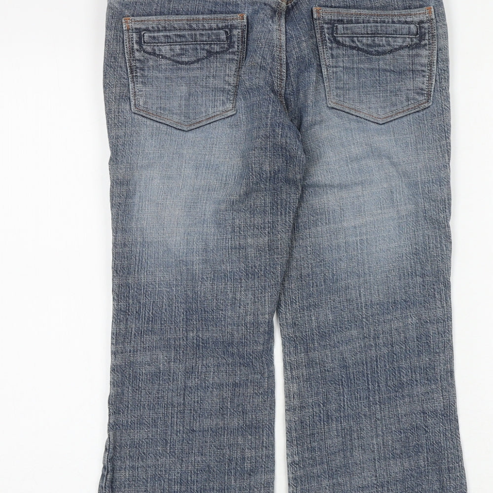 NEXT Womens Blue Cotton Wide-Leg Jeans Size 8 Regular Zip
