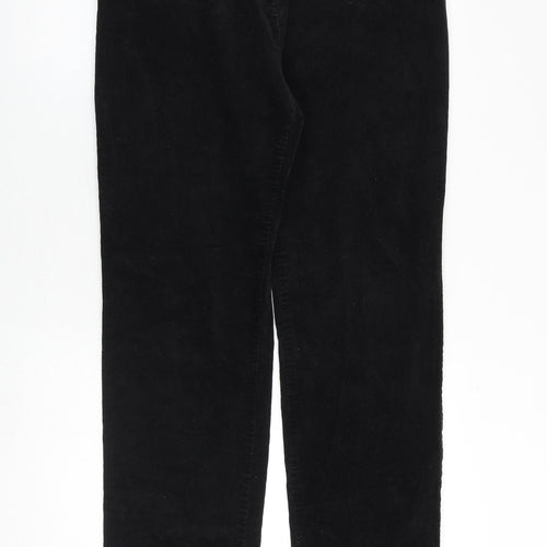 Marks and Spencer Womens Black Cotton Trousers Size 14 Regular Zip
