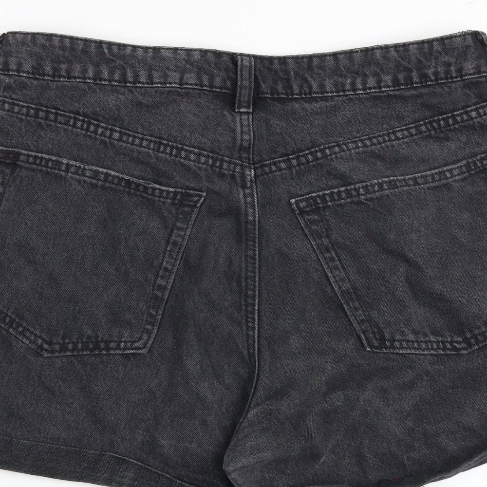 H&M Womens Grey Cotton Mom Shorts Size 12 Regular Zip