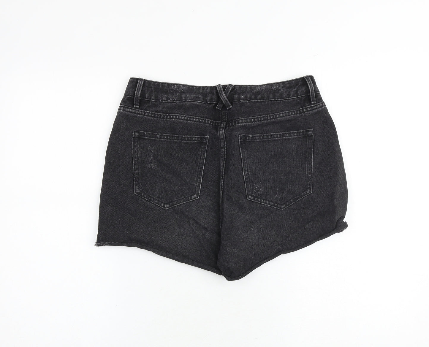 NEXT Womens Black Cotton Mom Shorts Size 10 Regular Zip