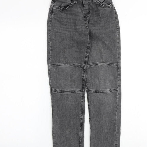 H&M Boys Grey Cotton Straight Jeans Size 9-10 Years Regular Zip