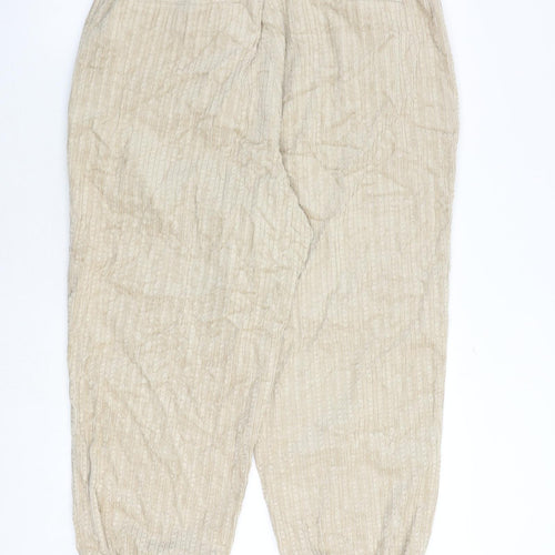 ASOS Womens Beige Cotton Trousers Size L Regular Drawstring - Barrel Style