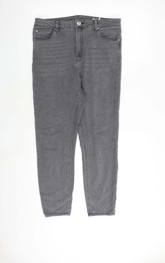 ASOS Womens Grey Cotton Skinny Jeans Size 32 in L30 in Regular Zip