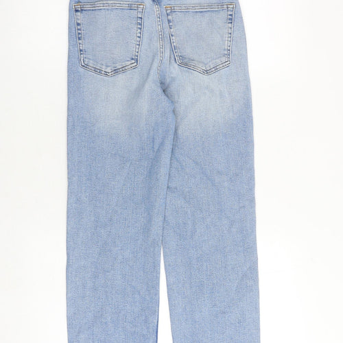 Marks and Spencer Womens Blue Cotton Straight Jeans Size 6 Regular Zip