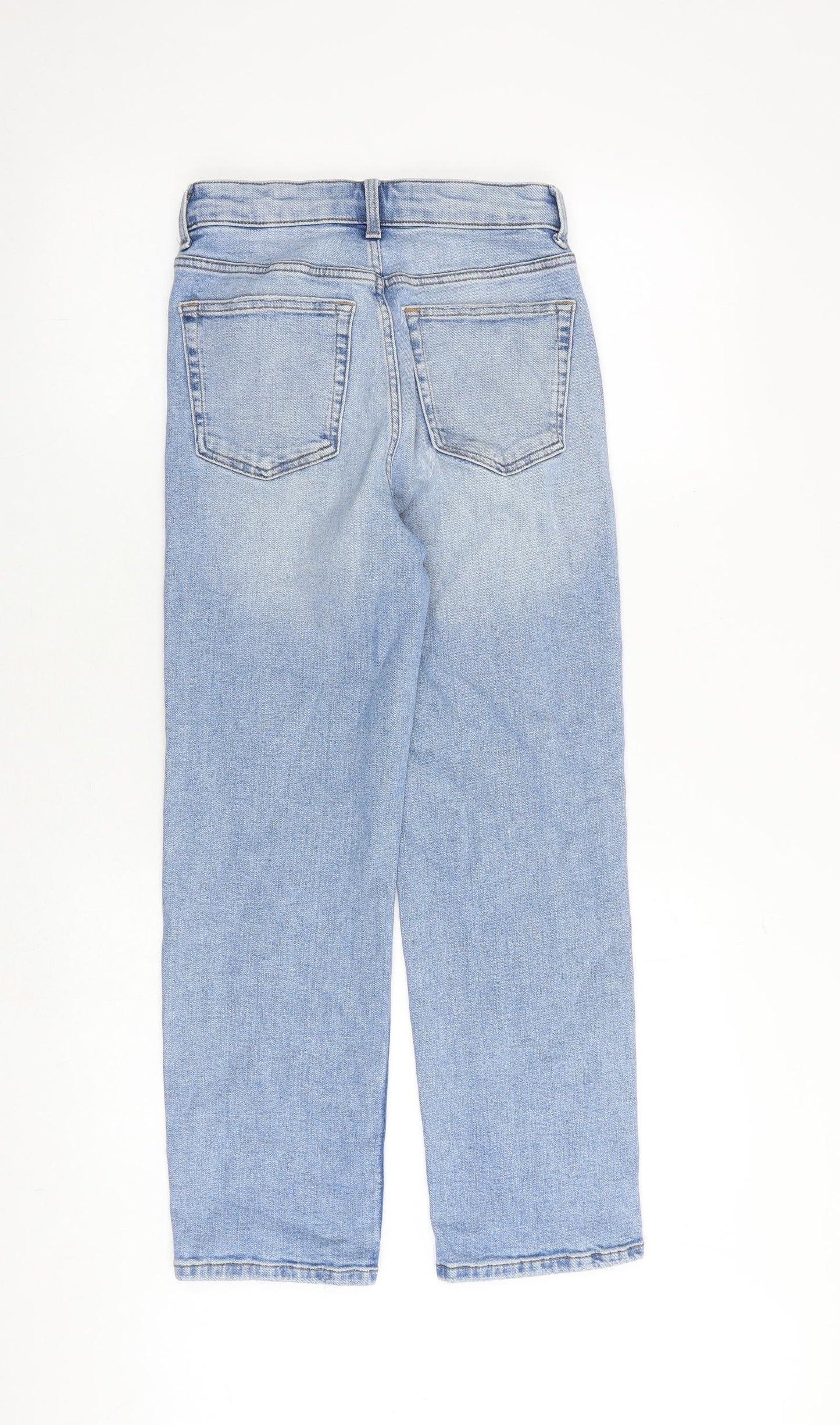 Marks and Spencer Womens Blue Cotton Straight Jeans Size 6 Regular Zip
