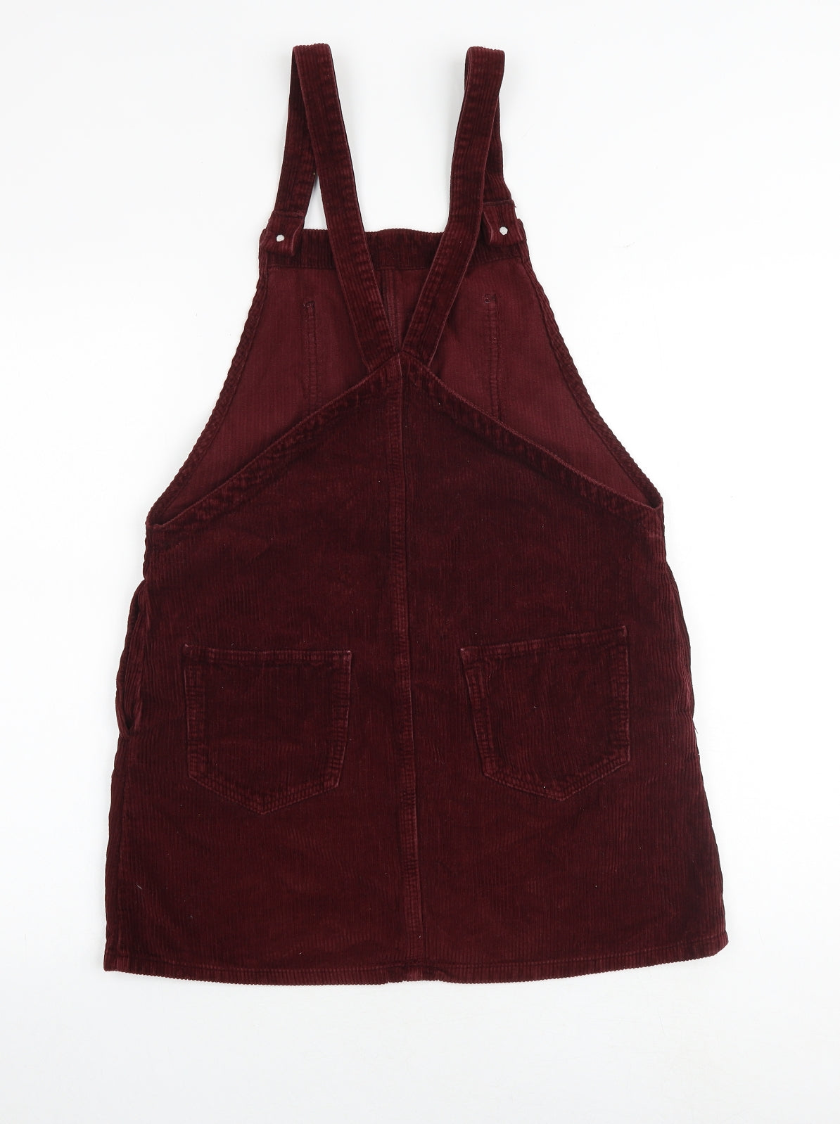 Topshop Womens Red 100% Cotton Pinafore/Dungaree Dress Size 10 Square Neck Buckle