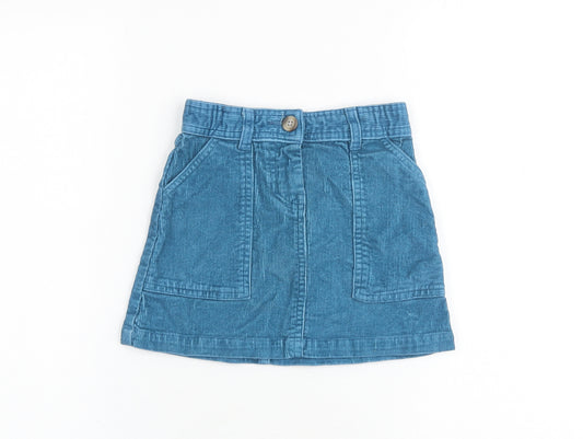 John Lewis Girls Blue 100% Cotton A-Line Skirt Size 5 Years Regular Zip
