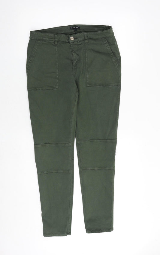 baujken Womens Green Cotton Trousers Size 12 Regular Zip