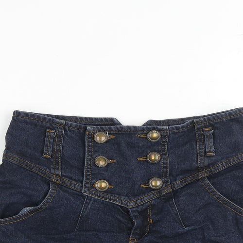 Miss Selfridge Womens Blue Cotton Sailor Shorts Size 10 Regular Zip