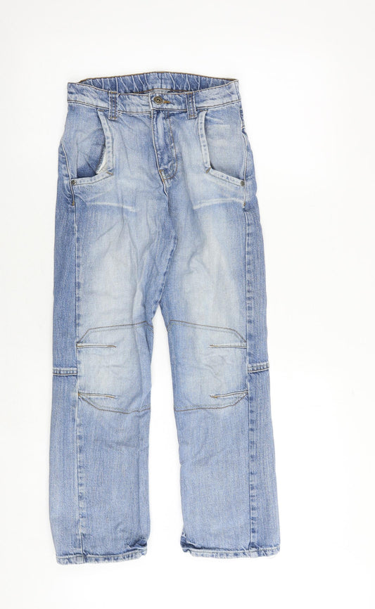 NEXT Boys Blue 100% Cotton Wide-Leg Jeans Size 10 Years Regular Zip