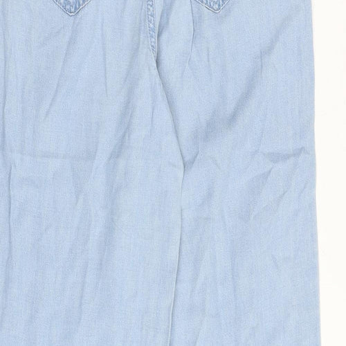 Marks and Spencer Womens Blue Lyocell Trousers Size 8 Regular Tie