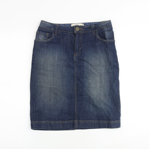 Seasalt Womens Blue Cotton A-Line Skirt Size 10 Zip