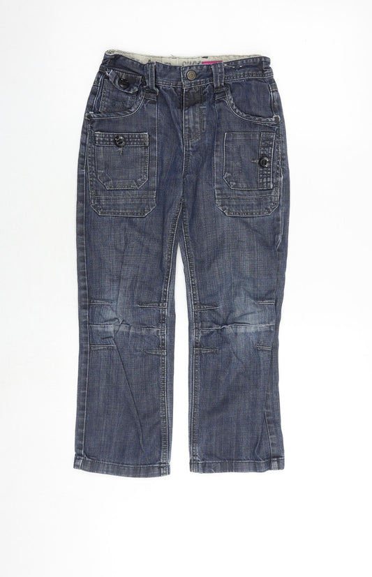 River Island Girls Blue 100% Cotton Straight Jeans Size 8 Years Regular Zip