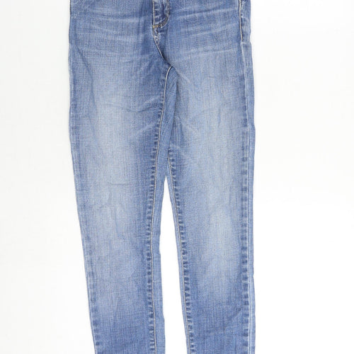 Lipsy Womens Blue Cotton Skinny Jeans Size 6 Regular Zip - Distressed Hems
