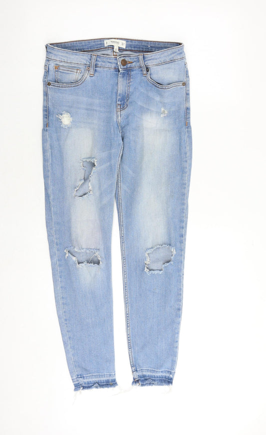 Mango Womens Blue Cotton Skinny Jeans Size 10 Regular Zip
