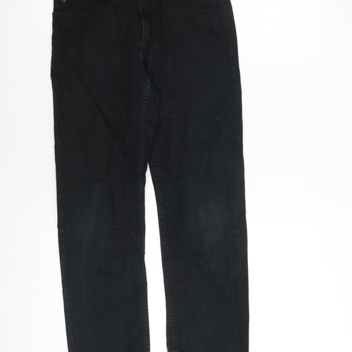 H&M Boys Black Cotton Straight Jeans Size 11 Years Regular Zip