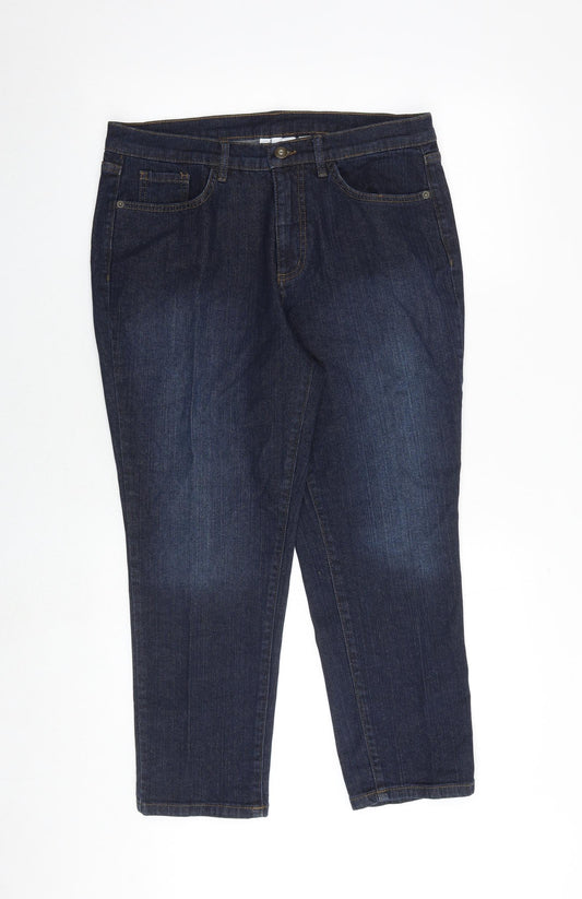D&Co. Womens Blue Cotton Straight Jeans Size 16 Regular Zip