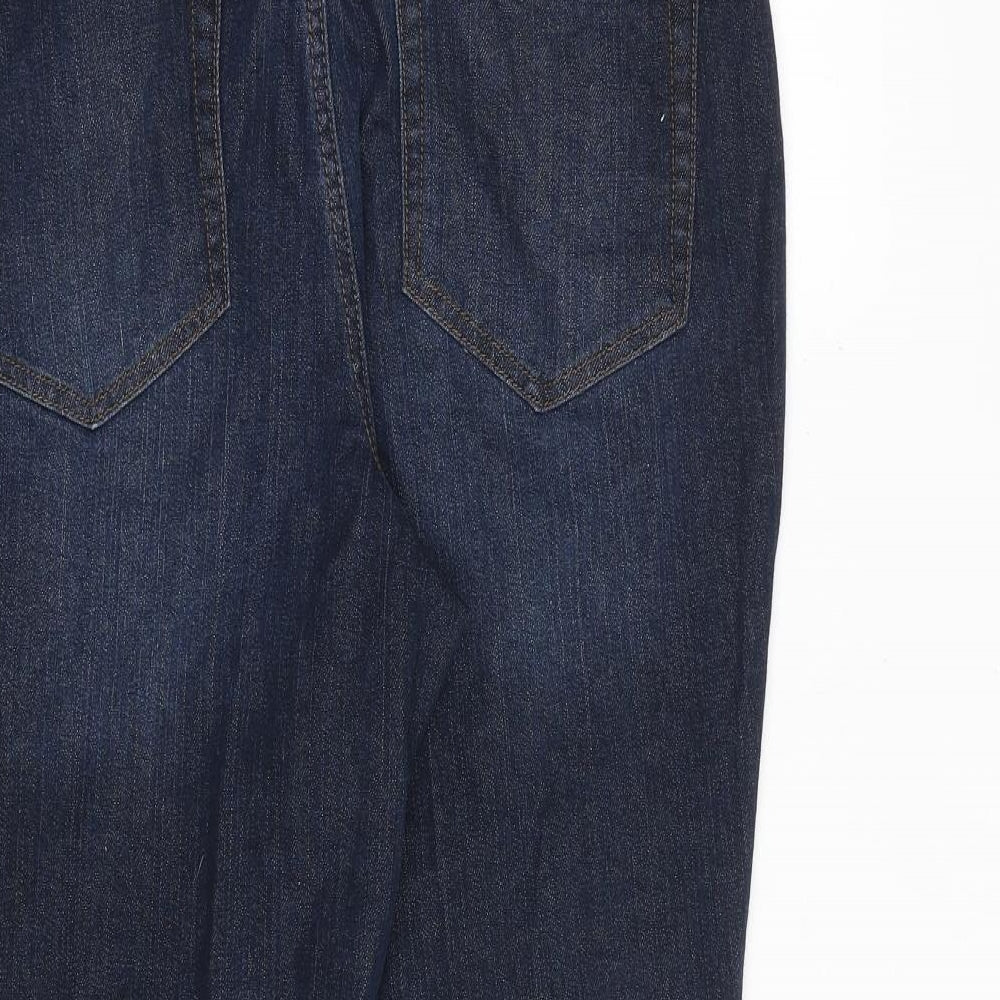 D&Co. Womens Blue Cotton Straight Jeans Size 16 Regular Zip