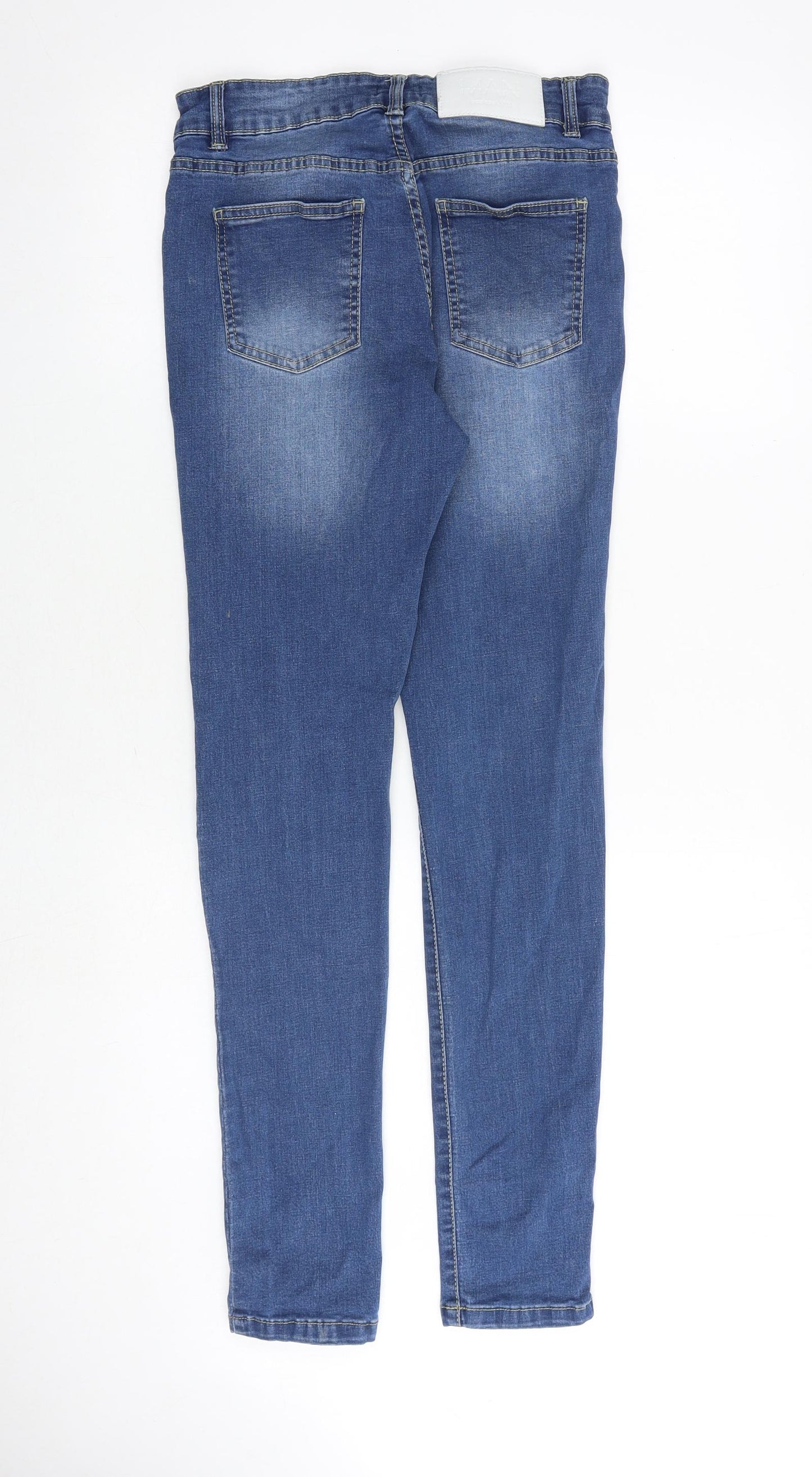 Boohoo Mens Blue Cotton Skinny Jeans Size 30 in Slim Button