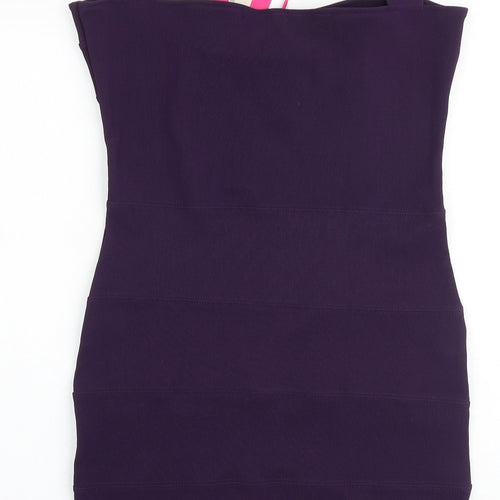 Boohoo Womens Purple Polyester Bodycon Size 16 Square Neck Pullover
