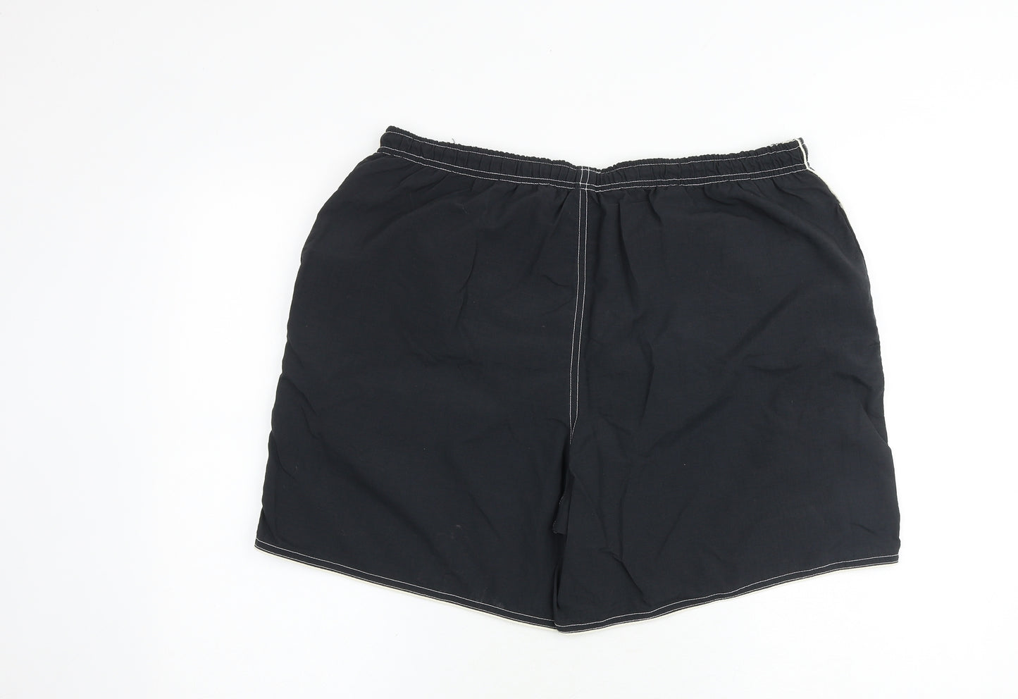 Zantos Mens Black Polyester Bermuda Shorts Size L Regular Drawstring - Contrast Stitching Swim Shorts