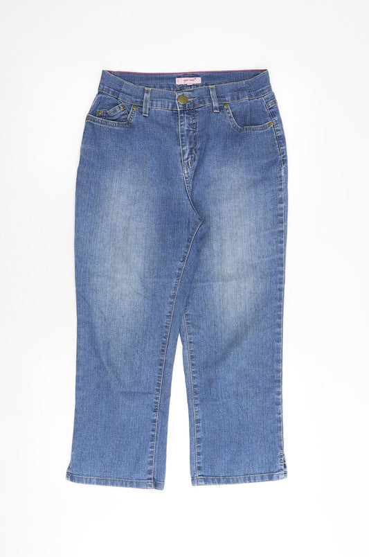 Per Una Womens Blue Cotton Straight Jeans Size 10 Regular Zip