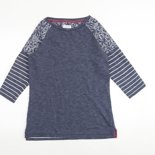 Per Una Womens Blue Striped Cotton Basic T-Shirt Size 12 Boat Neck