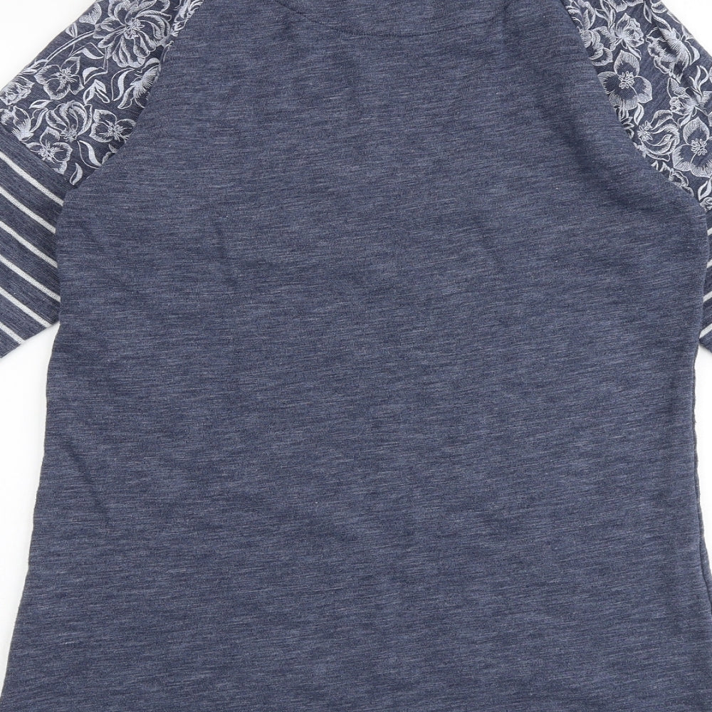 Per Una Womens Blue Striped Cotton Basic T-Shirt Size 12 Boat Neck