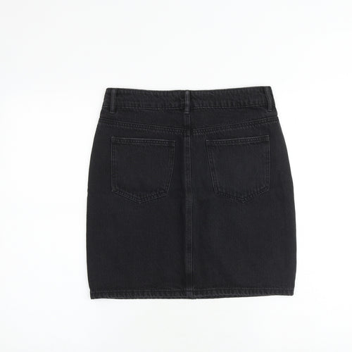 NEXT Womens Black Cotton A-Line Skirt Size 8 Zip