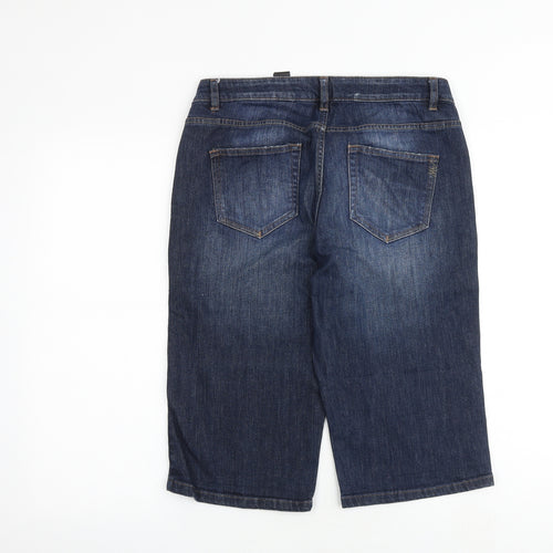 NEXT Womens Blue Cotton Bermuda Shorts Size 12 Regular Zip