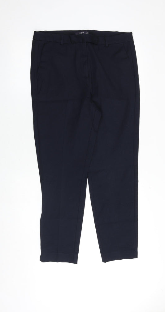 Marks and Spencer Womens Blue Viscose Dress Pants Trousers Size 16 Regular Zip