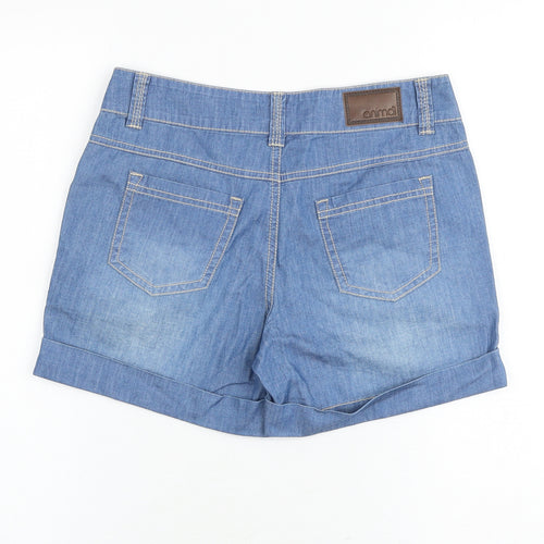 Animal Womens Blue 100% Cotton Hot Pants Shorts Size 8 Regular Zip