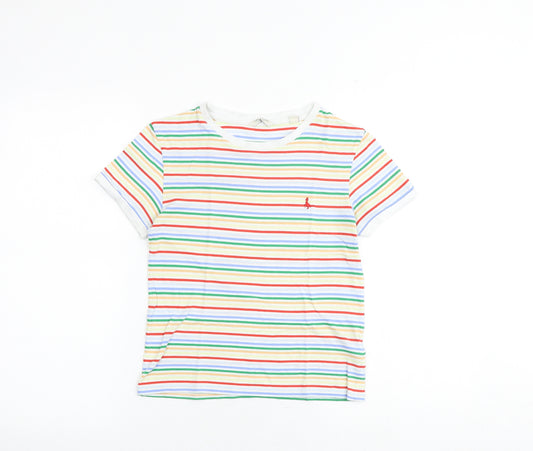 Jack Wills Womens Multicoloured Striped 100% Cotton Basic T-Shirt Size 10 Boat Neck