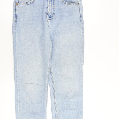 Topshop Womens Blue Cotton Straight Jeans Size 28 in Regular Zip