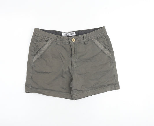 Paper + Stitch Womens Grey 100% Cotton Chino Shorts Size 10 Regular Zip