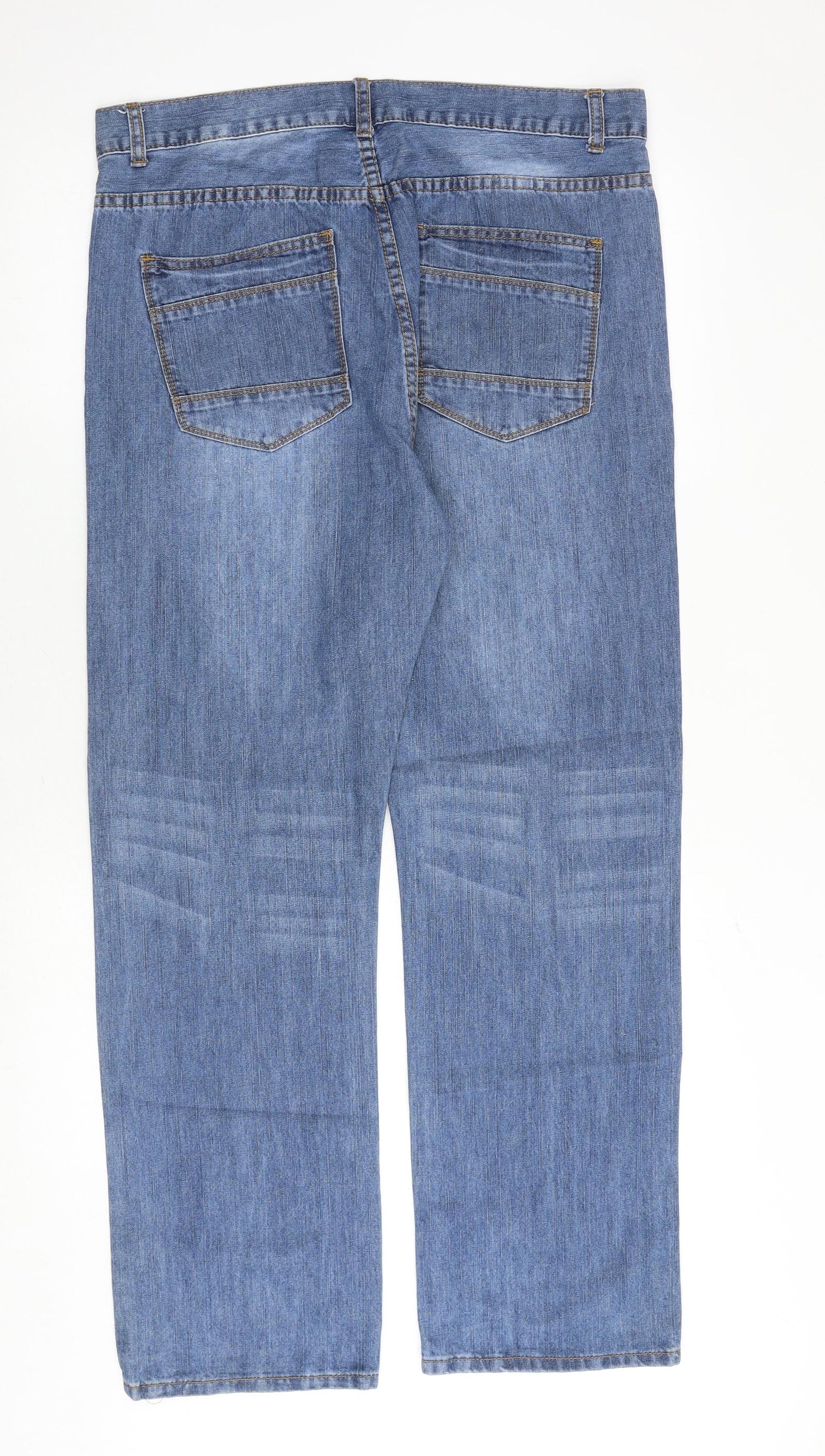 TG Mens Blue Cotton Straight Jeans Size 34 in Regular Zip