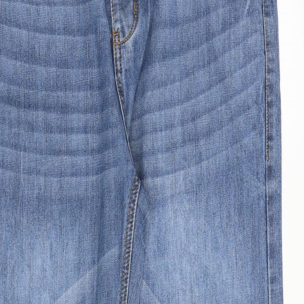 TG Mens Blue Cotton Straight Jeans Size 34 in Regular Zip