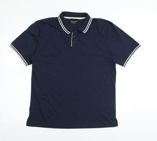 Dunlop Mens Blue Polyester Polo Size L Collared Button