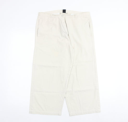 Originals Womens Beige Cotton Trousers Size 14 Regular Zip
