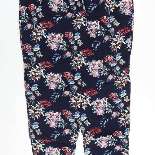 Oasis Womens Multicoloured Floral Viscose Trousers Size 16 Regular