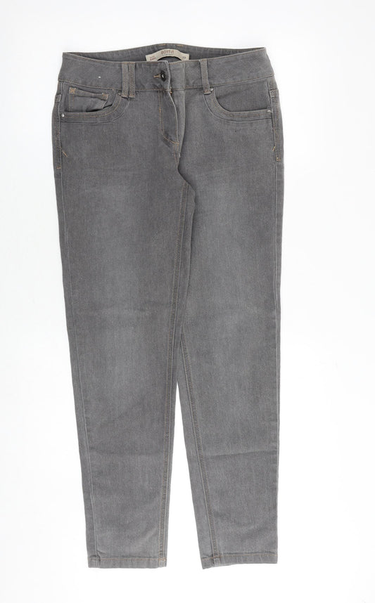 NEXT Womens Grey Cotton Boyfriend Jeans Size 10 Regular Zip