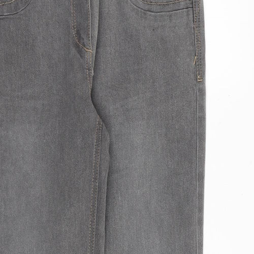 NEXT Womens Grey Cotton Boyfriend Jeans Size 10 Regular Zip